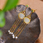 Silver gold plated Hetian jade earrings