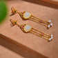 Silver gold plated Hetian jade earrings