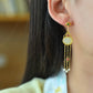 Silver gold plated Hetian jade earrings