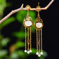 Silver gold plated Hetian jade earrings