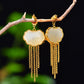 Silver gold plated Hetian jade earrings