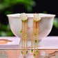 Silver gold plated Hetian jade earrings