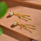 Silver gold plated Hetian jade earrings