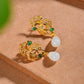 Silver gold plated Hetian jade earrings