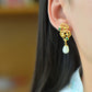 Silver gold plated Hetian jade earrings