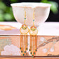 Silver gold plated Hetian jade earrings