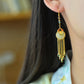 Silver gold plated Hetian jade earrings