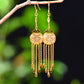 Silver gold plated Hetian jade earrings