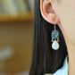 Silver gold plated Hetian jade earrings