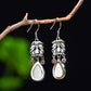 Silver gold plated Hetian jade earrings