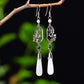 Silver gold plated Hetian jade earrings