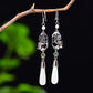 Silver gold plated Hetian jade earrings