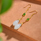 Silver gold plated Hetian jade earrings