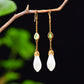 Silver gold plated Hetian jade earrings