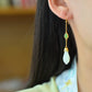 Silver gold plated Hetian jade earrings