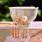 Silver gold plated Hetian jade earrings