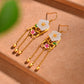 Silver gold plated Hetian jade earrings