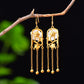 Silver gold plated Hetian jade earrings