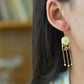 Silver gold plated Hetian jade earrings