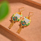 Silver gold plated Hetian jade earrings