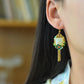 Silver gold plated Hetian jade earrings