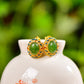 Silver gold plated Hetian jade earrings