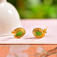 Silver gold plated Hetian jade earrings