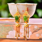 Silver gold plated Hetian jade earrings