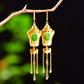 Silver gold plated Hetian jade earrings