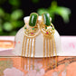 Silver gold plated Hetian jade earrings