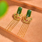 Silver gold plated Hetian jade earrings