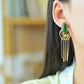 Silver gold plated Hetian jade earrings