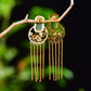 Silver gold plated Hetian jade earrings