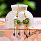 Silver gold plated Hetian jade earrings