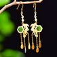 Silver gold plated Hetian jade earrings