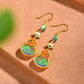 Silver gold plated Hetian jade earrings