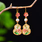 Silver gold plated Hetian jade earrings