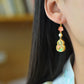 Silver gold plated Hetian jade earrings