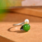 Silver gold plated Hetian jade ring