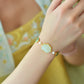 Silver gold plated Hetian jade bracelet