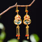 Silver gold plated Hetian jade earrings