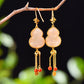 Silver gold plated Hetian jade earrings