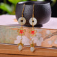 Silver gold plated Hetian jade earrings