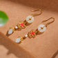 Silver gold plated Hetian jade earrings