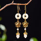 Silver gold plated Hetian jade earrings