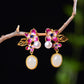 Silver gold plated Hetian jade earrings