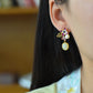 Silver gold plated Hetian jade earrings