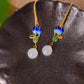 Silver gold plated Hetian jade earrings