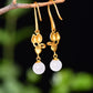 Silver gold plated Hetian jade earrings