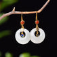 Silver gold plated Hetian jade earrings